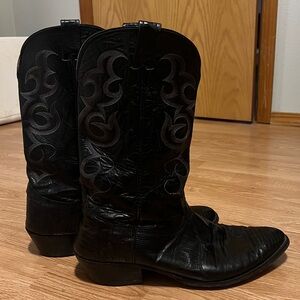 Vintage Nocano Black Lizard Embossed Cowboy Boots + Vibram Resole